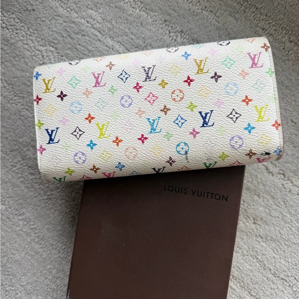Louis Vuitton White Multicolor Monogram Flap Wallet